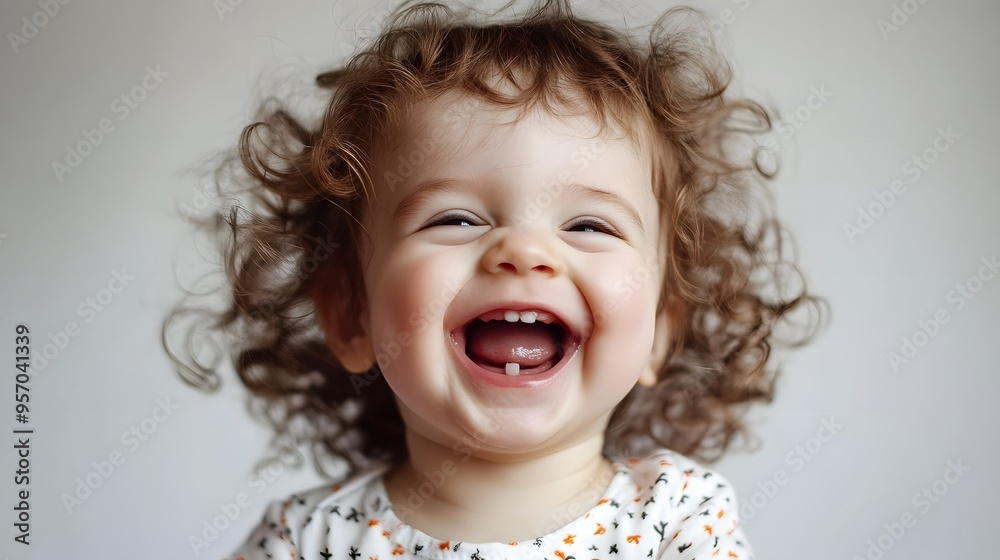 A candid portrait of a child laughing, white background, capturing pure joy A candid portrait of a child laughing, white background, capturing pure joy