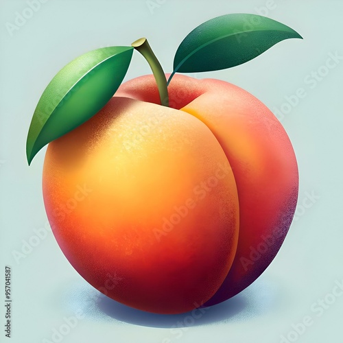 A vibrant. juicy peach with a textured surface. depicted in a classic style.