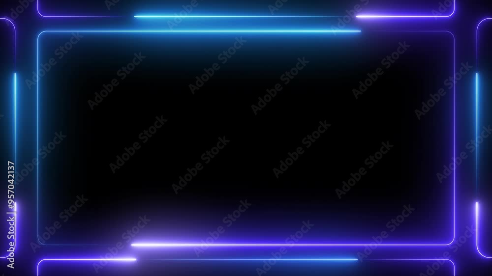 Decorative glowing neon frame ,Neon effect rectangle frame Loop background 4K Decorative glowing neon frame ,Neon effect rectangle frame Loop background 4K
