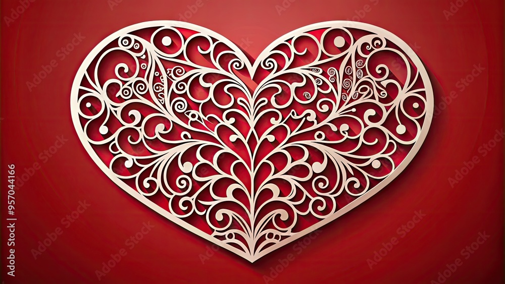 Heart-shaped laser cut design with intricate details and swirling patterns, perfect for Valentine's Day or anniversary celebrations. Heart-shaped laser cut design with intricate details and swirling patterns, perfect for Valentine's Day or anniversary celebrations.