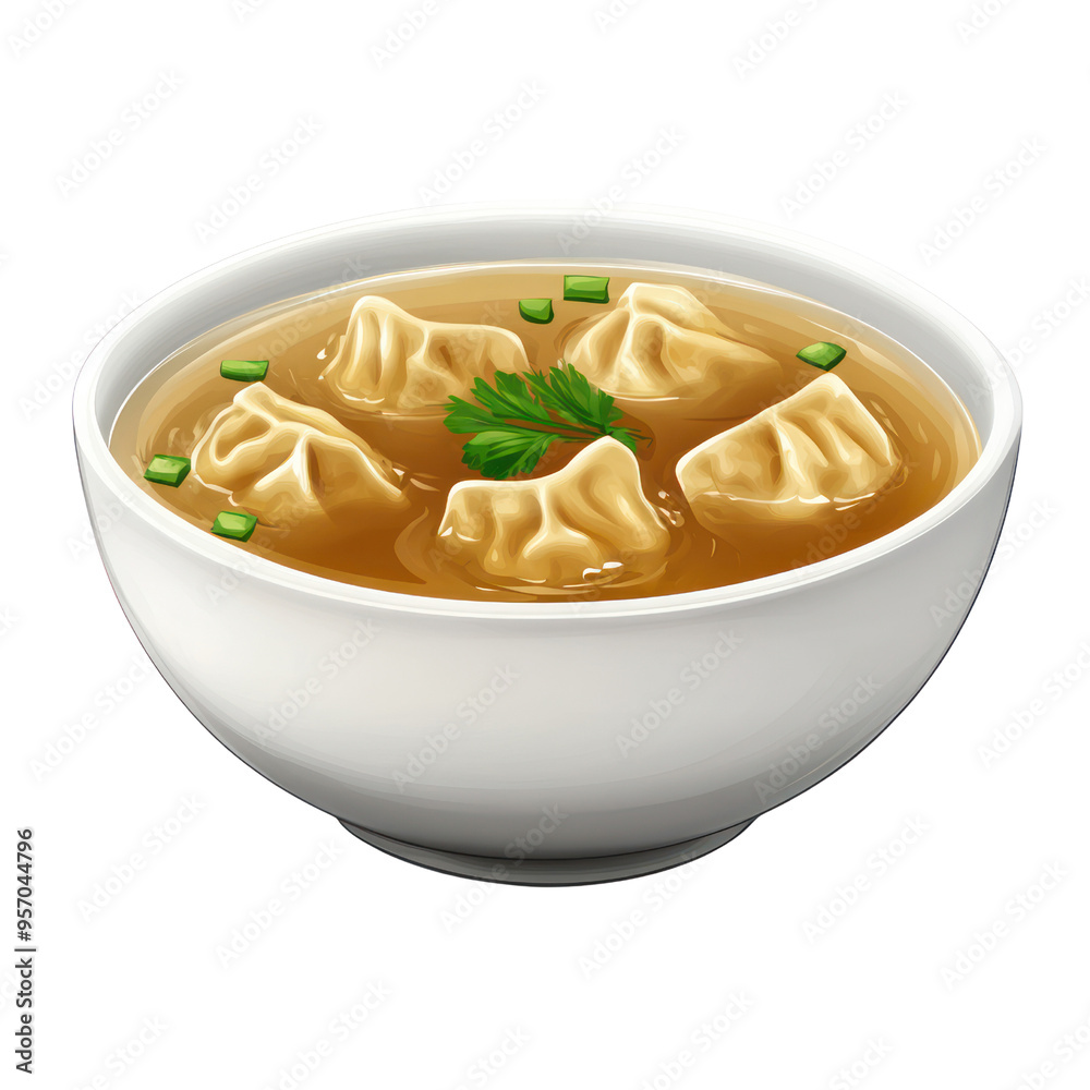 Wonton Soup object isolated on transparent png. Wonton Soup object isolated on transparent png.