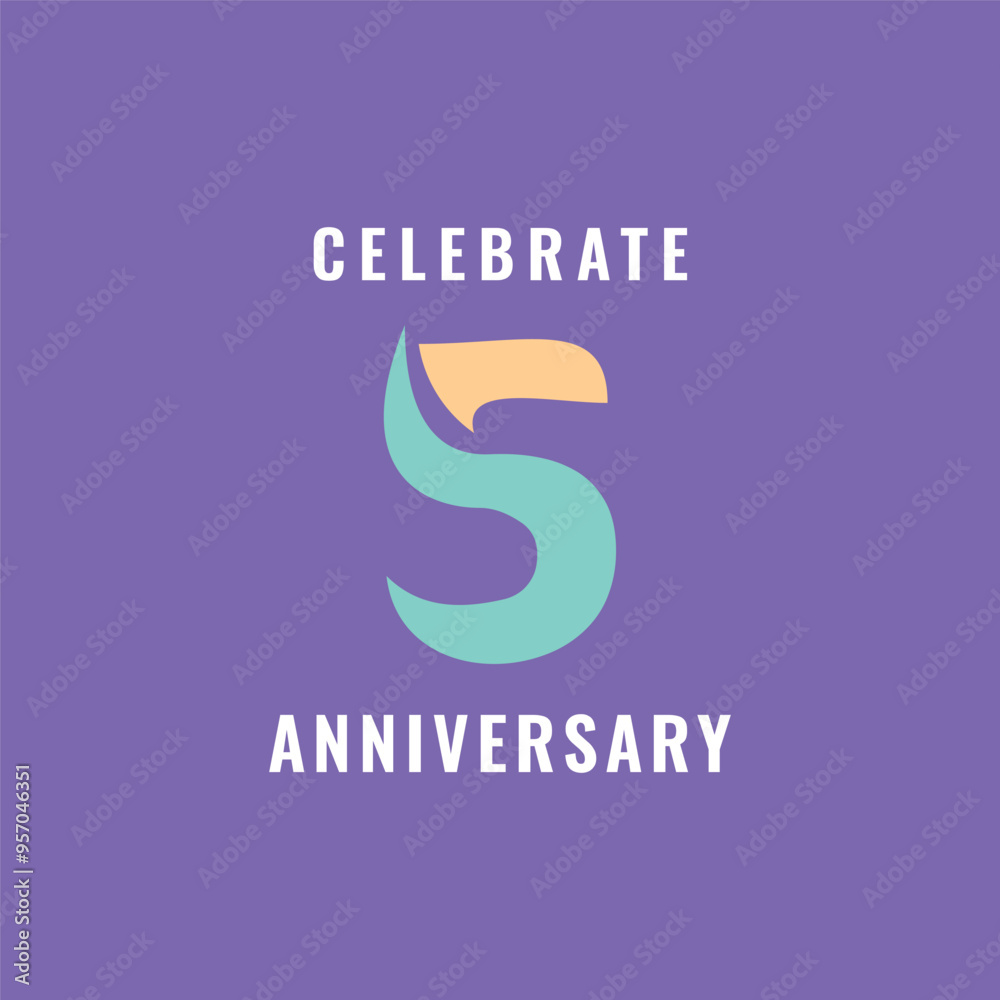 5 Years Anniversary Celebration Vector Template Design Illustration