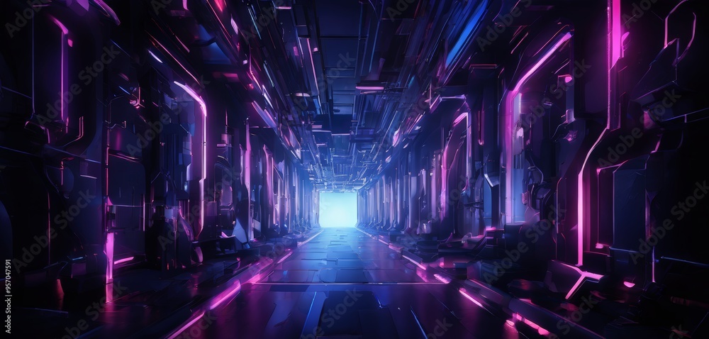 futuristic corridor with neon lights futuristic corridor with neon lights