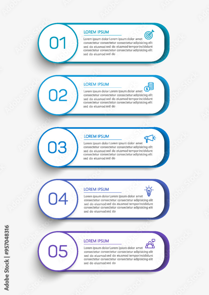 Business infographic template with 5 options or steps. Can be used for workflow layout, diagram, annual report, web design Business infographic template with 5 options or steps. Can be used for workflow layout, diagram, annual report, web design