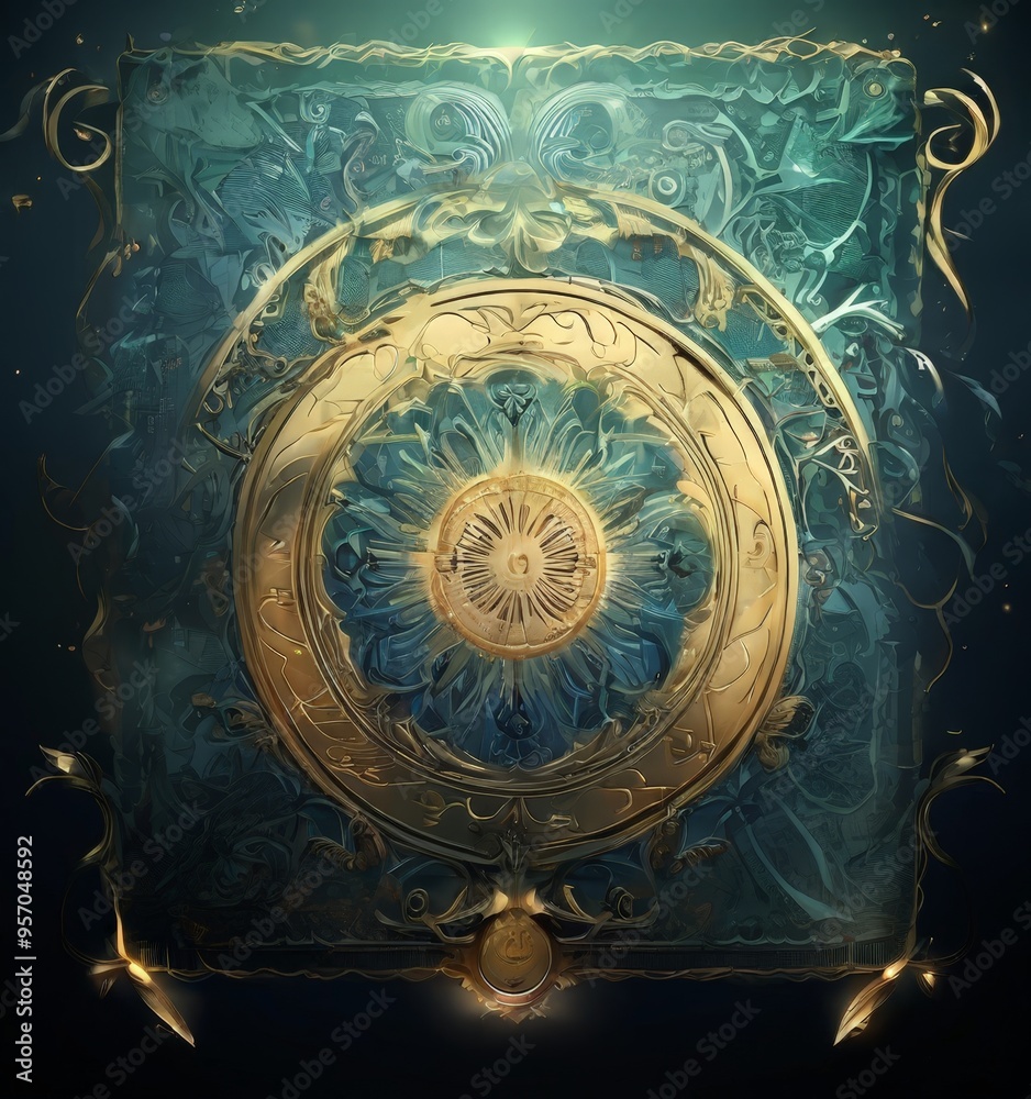 Naklejka premium gold and blue background with circular design