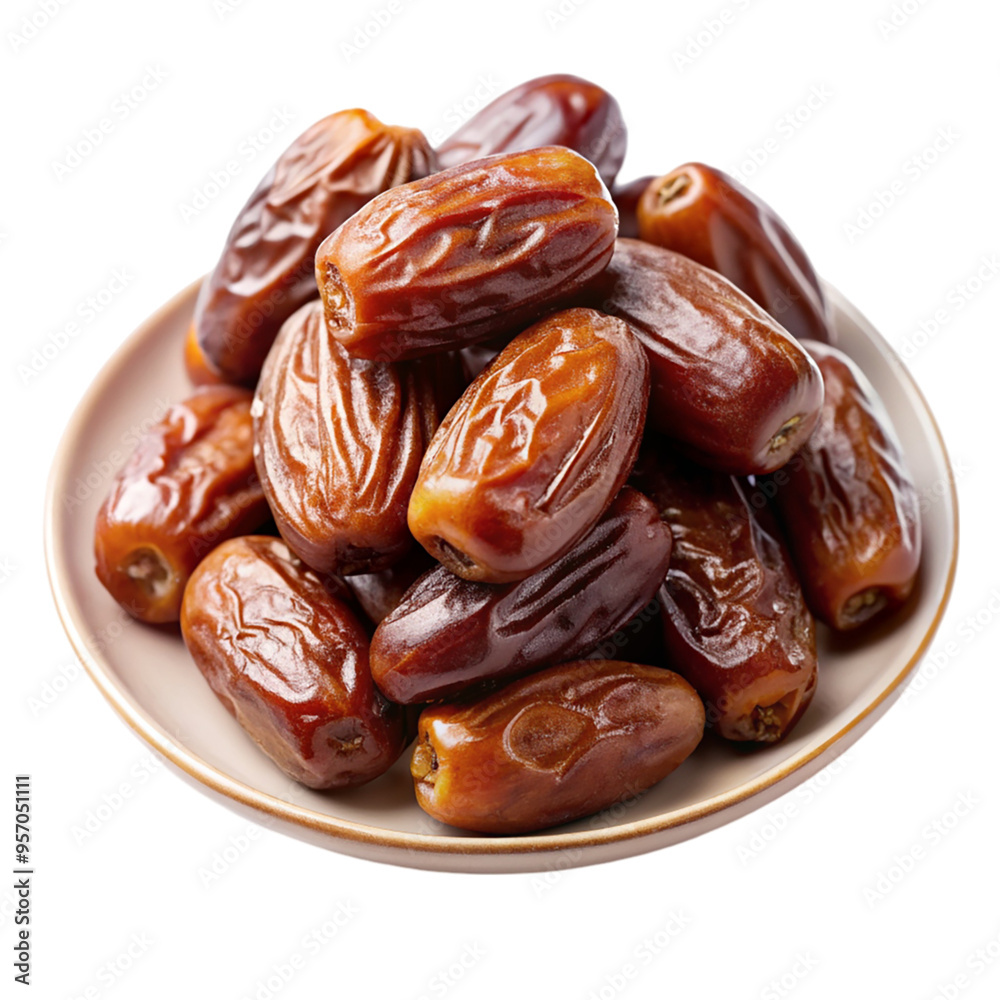 Dates on plate isolated on transparent background. Dates on plate isolated on transparent background.
