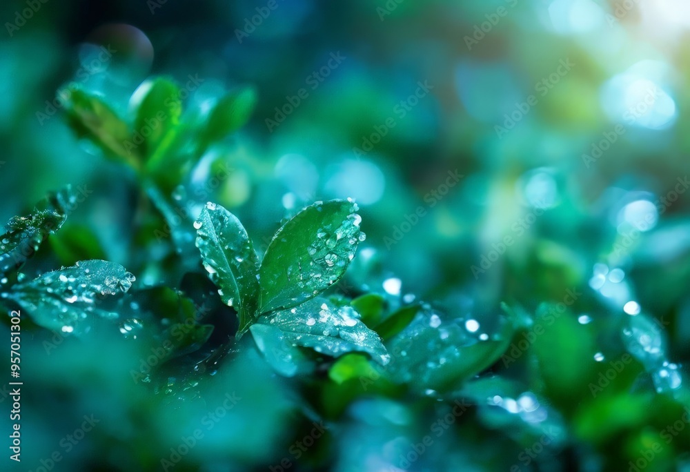 close up leaf with water droplets close up leaf with water droplets