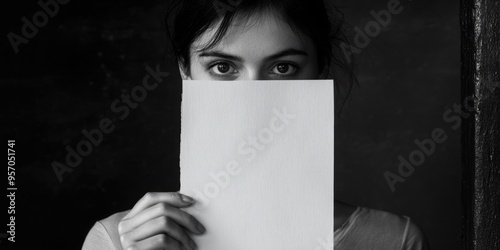 Woman with paper mask