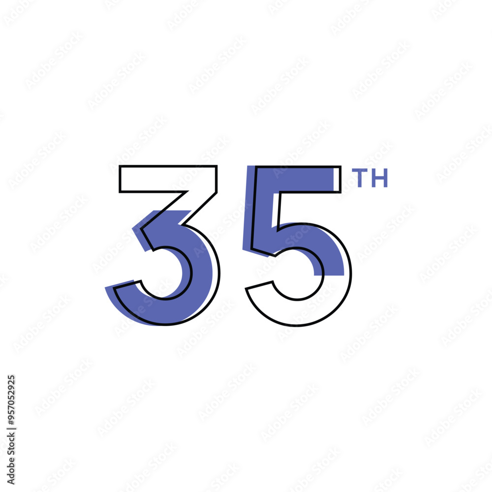 35 Th Anniversary Number Design Flat Style Collection Vector Template Illustration 35 Th Anniversary Number Design Flat Style Collection Vector Template Illustration