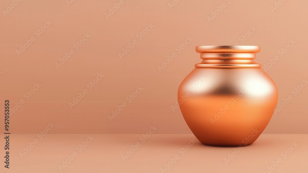 Copper kalash, used in Diwali puja, 3D illustration Copper kalash, used in Diwali puja, 3D illustration