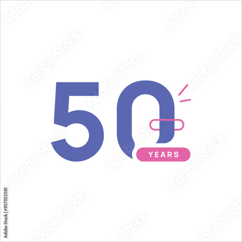 50 Years Anniversary Number Design Flat Style Collection Vector Template Illustration