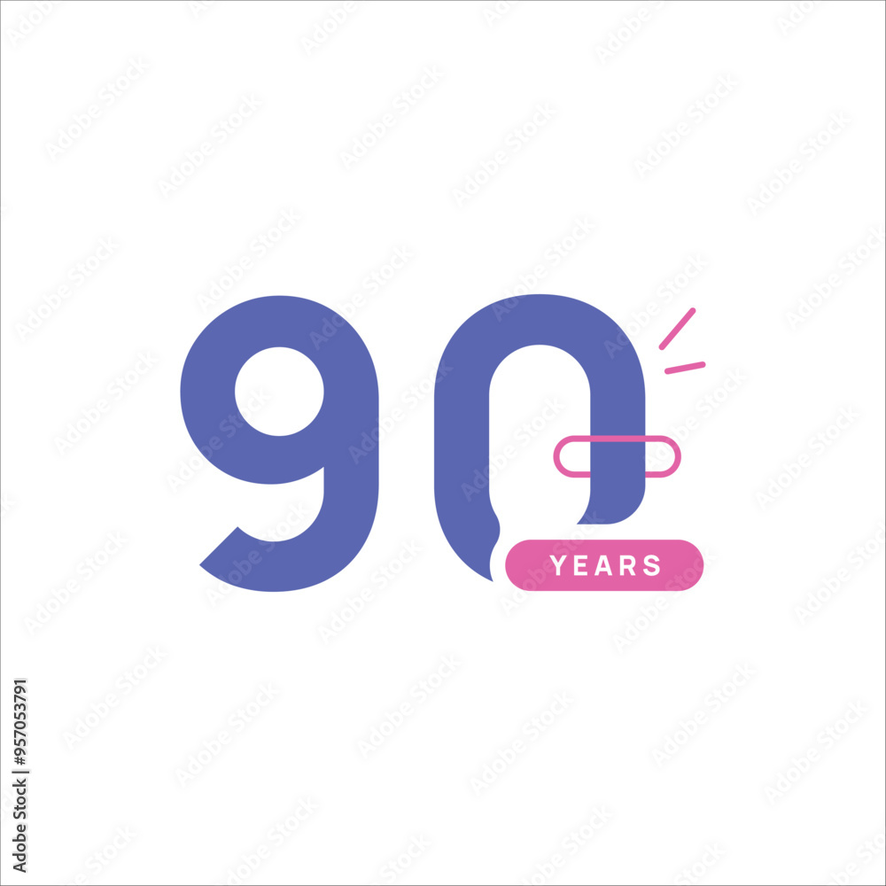 90 Years Anniversary Number Design Flat Style Collection Vector Template Illustration 90 Years Anniversary Number Design Flat Style Collection Vector Template Illustration