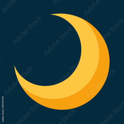  crescent moon, star silhouette, vector