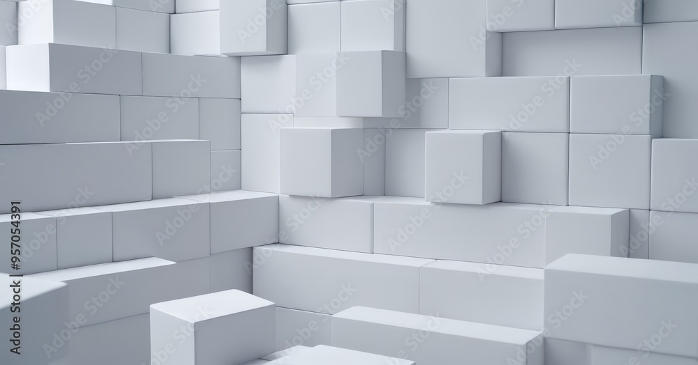 Obraz premium white cubes background 3d render