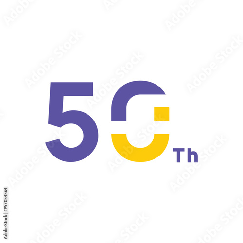 50 Th Anniversary Number Design Flat Style Collection Vector Template Illustration