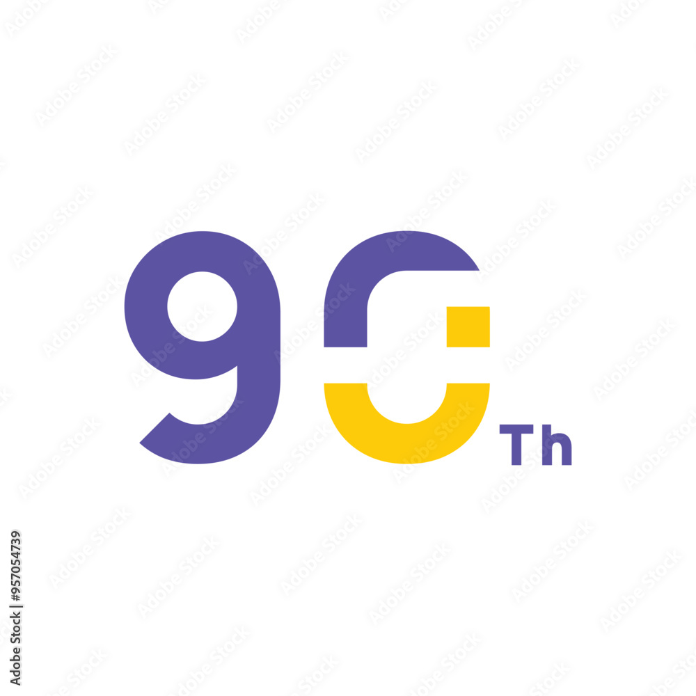 90 Th Anniversary Number Design Flat Style Collection Vector Template Illustration 90 Th Anniversary Number Design Flat Style Collection Vector Template Illustration