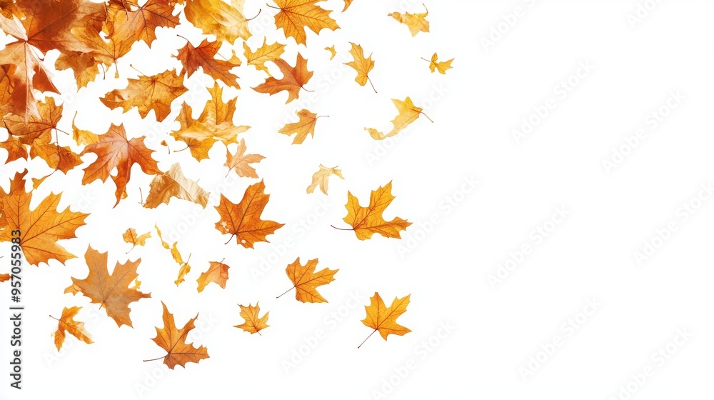 For background, falling flying autumn leaves are isolated For background, falling flying autumn leaves are isolated