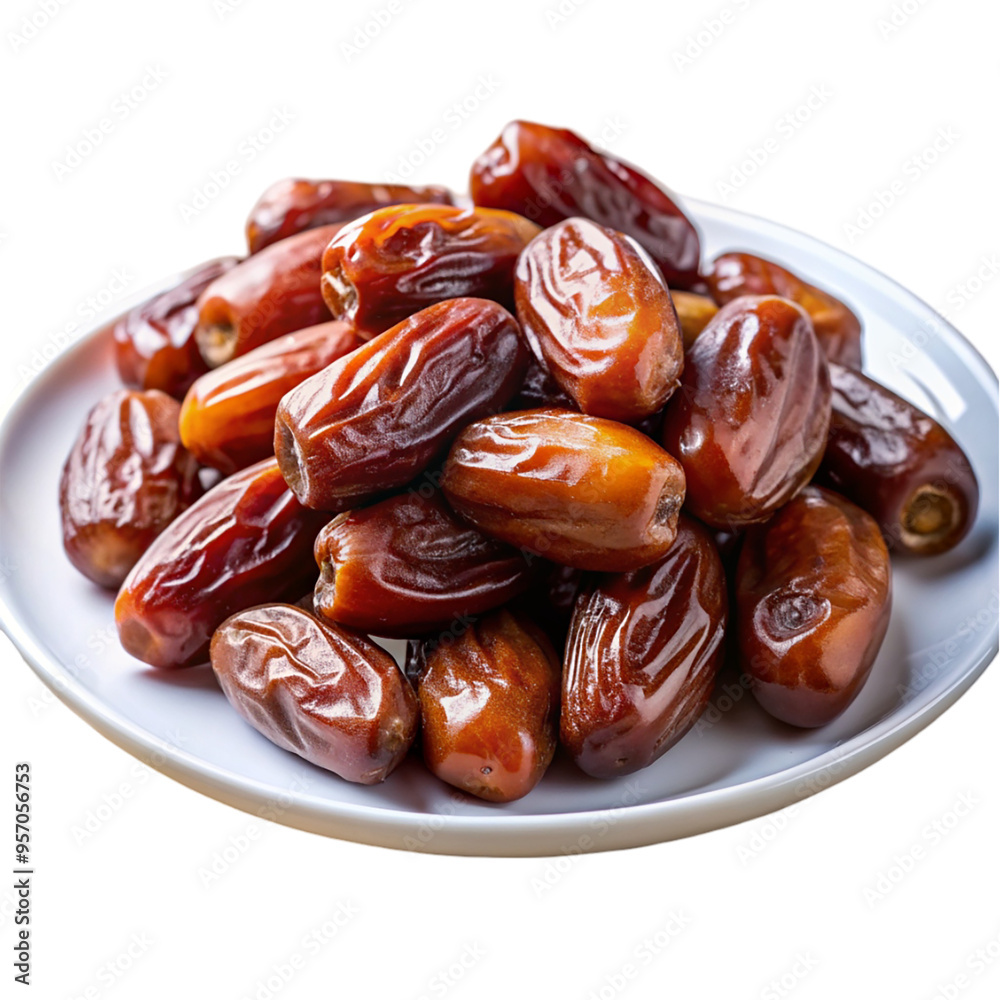 Dates on plate isolated on transparent background. Dates on plate isolated on transparent background.