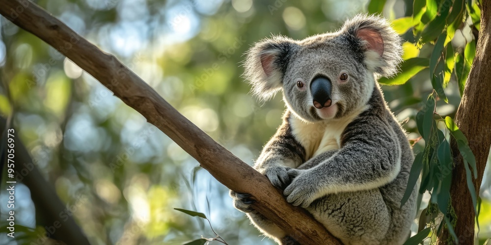 Koala on tree branch Koala on tree branch