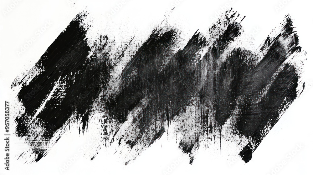 A rough zigzag brush stroke in charcoal, giving a textured and gritty appearance.