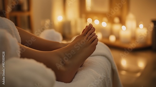 Wallpaper Mural Relaxing evening foot spa experience with candles illuminating a serene environment Torontodigital.ca