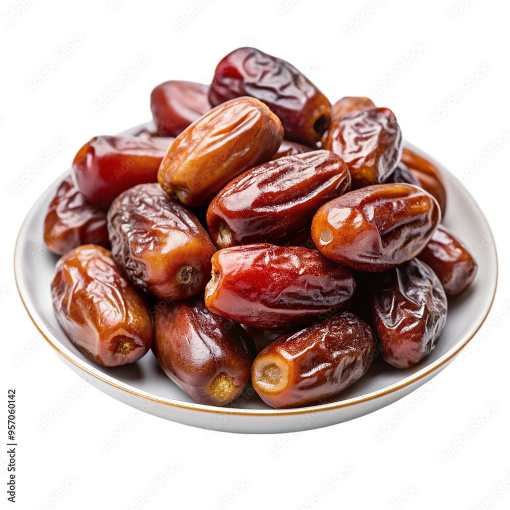Dates on plate isolated on transparent background. Dates on plate isolated on transparent background.