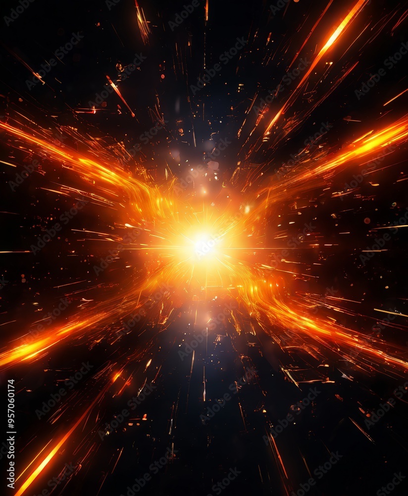 Fototapeta premium bright explosion orange and yellow lights