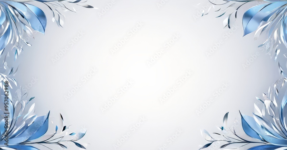 Fototapeta premium blue floral background with silver leaves and flowers