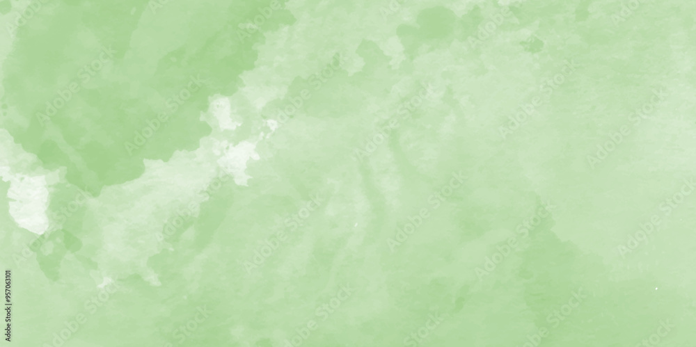 Obraz premium Green watercolor vector texture background for poster, cover, banner, flyer, cards.Beautiful green watercolor splash brushes.Ink paint brush stain. Green splatter spot. Watercolor pastel splash,
