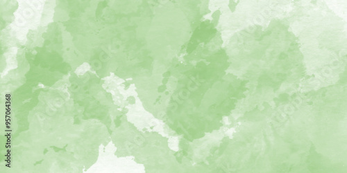 Green watercolor vector texture background for poster, cover, banner, flyer, cards.Beautiful green watercolor splash brushes.Ink paint brush stain. Green splatter spot. Watercolor pastel splash,