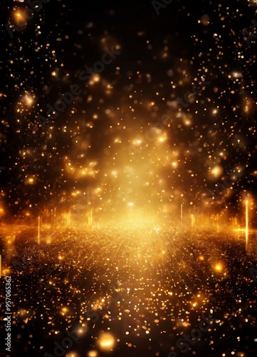 Wallpaper Mural dark background with gold glitters and sparkle Torontodigital.ca