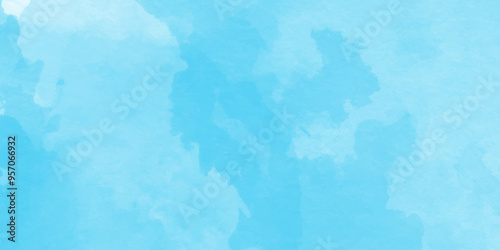 Beautiful and shinny cloudy blue watercolor background,cover design, cards, flyer, poster, banner. Elegant blue grunge texture, Blue background with soft blue watercolor stains.