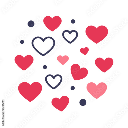 set of hearts, different kinds of heart shape vectors, simple and clean