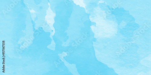 Beautiful and shinny cloudy blue watercolor background,cover design, cards, flyer, poster, banner. Elegant blue grunge texture, Blue background with soft blue watercolor stains.