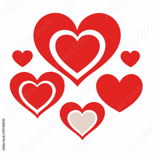 set of hearts, different kinds of heart shape vectors, simple and clean