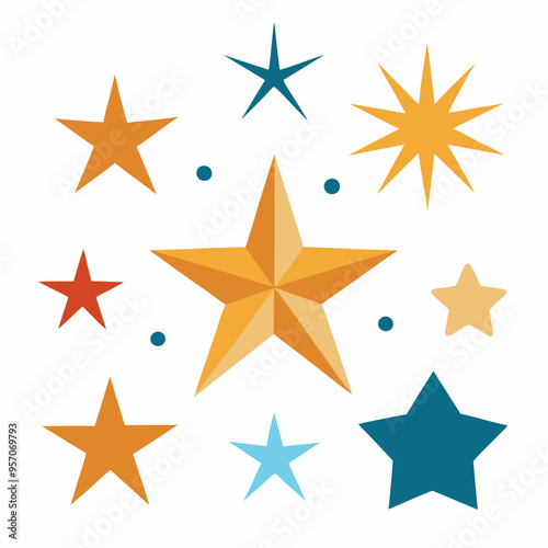 set of stars, different kinds of star shapes, simple and clean