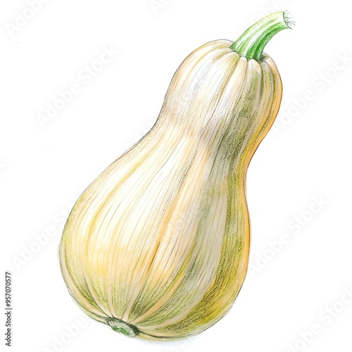 A hand drawn illustration of a butternut squash. perfect for adding a touch of autumnal charm to your designs.