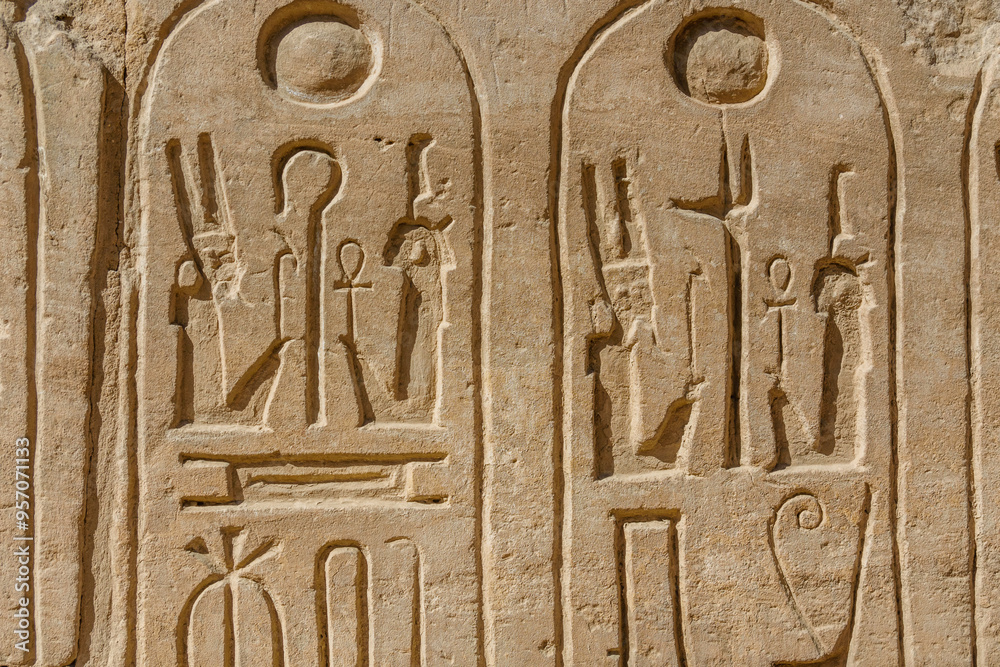 Egyptian ancient hieroglyphs on the stone wall Egyptian ancient hieroglyphs on the stone wall