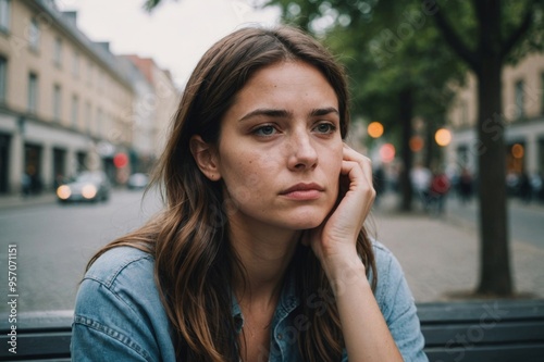 Free Download Close up of sad pensive millennial woman sit alone - GFXLoad