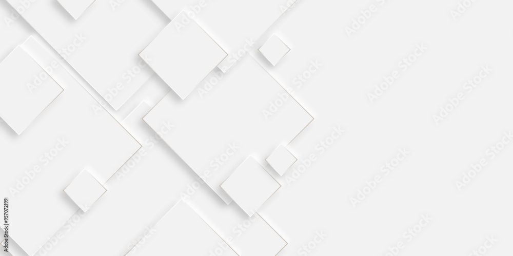 Abstract white rectangle shape geometric line background. abstract seamless modern white and gray color technology concept geometric rectangle vector background neomorphism style poster, banner design