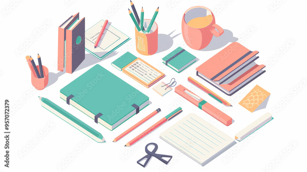 set of office icons and office equipment set of office icons and office equipment