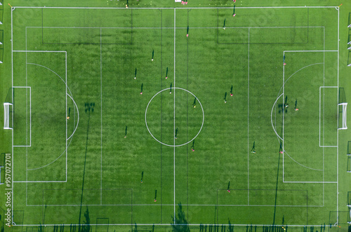 Aerial View of Soccer Match photo