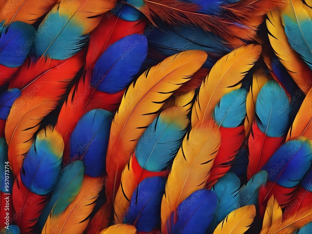 Obraz premium Exotic bird feather background with vivid hues