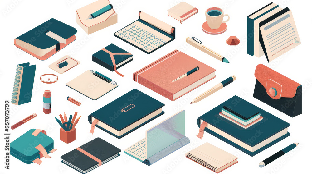 set of office icons and office equipment set of office icons and office equipment