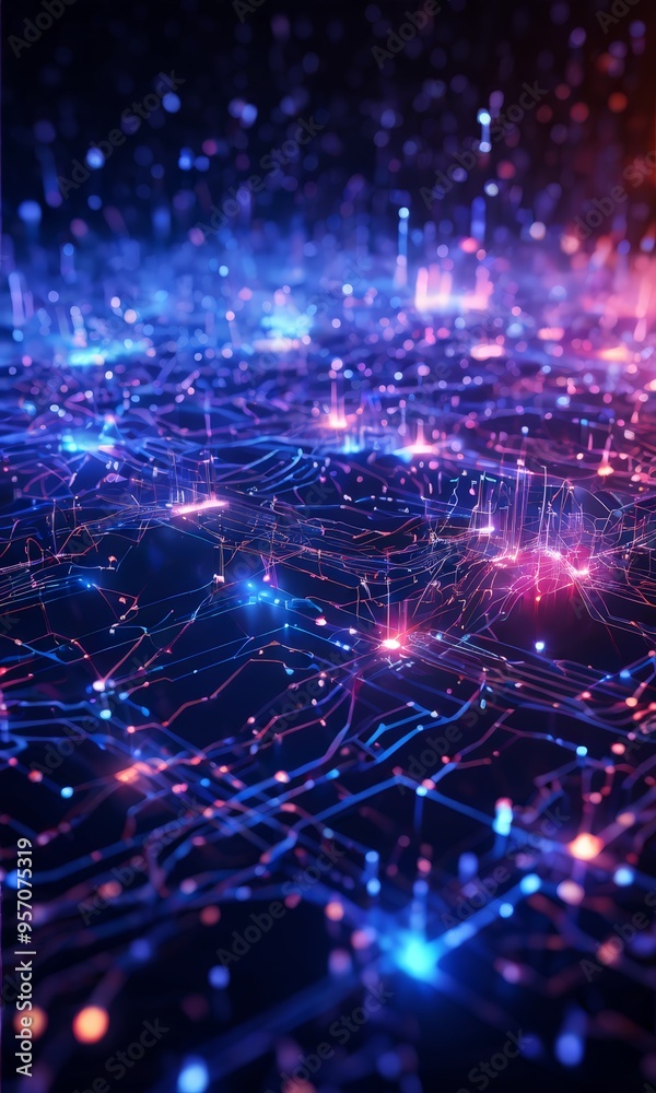 Obraz premium network connected lines and dots