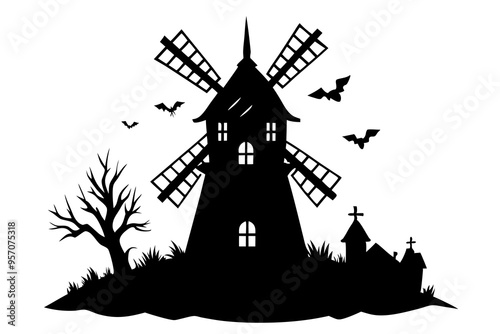 Haunted Windmill silhouette 