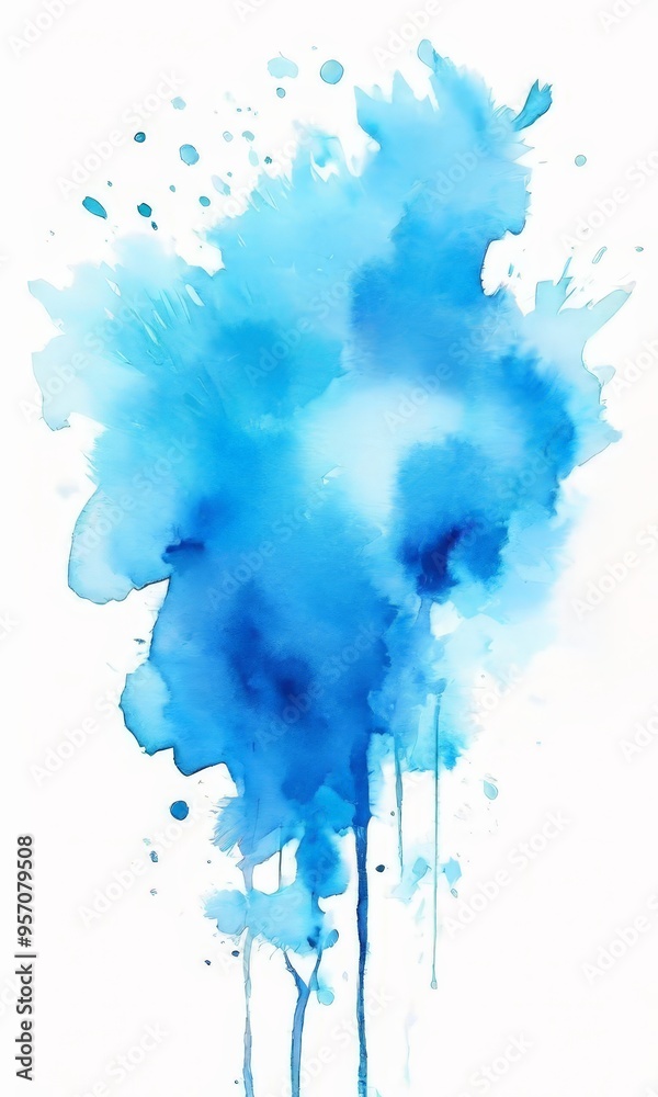 Fototapeta premium blue watercolor stain on white background