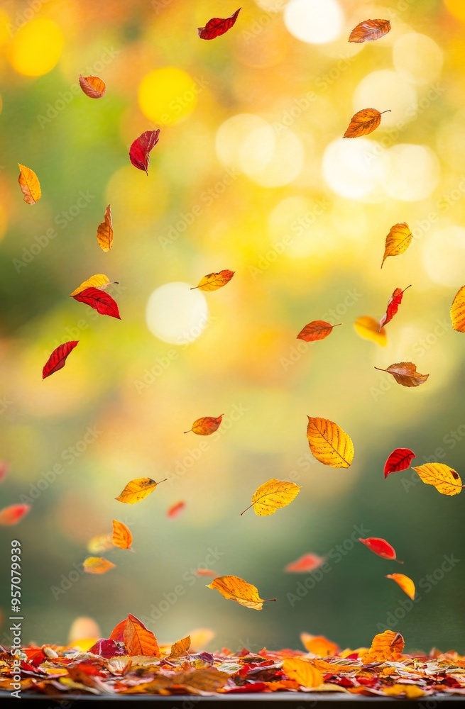 An afternoon sun shines on falling yellow maple leaves An afternoon sun shines on falling yellow maple leaves