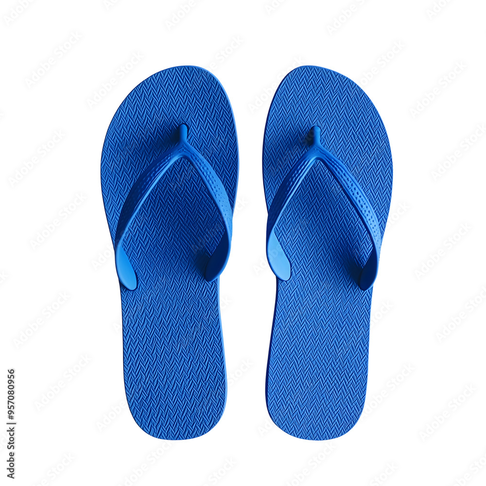 blue flip flops isolated on transparent background Generative Ai. blue flip flops isolated on transparent background Generative Ai.