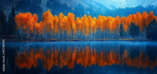 Sunrise over Crystal Lake - Million Dollar Highway - Colorado in autumn